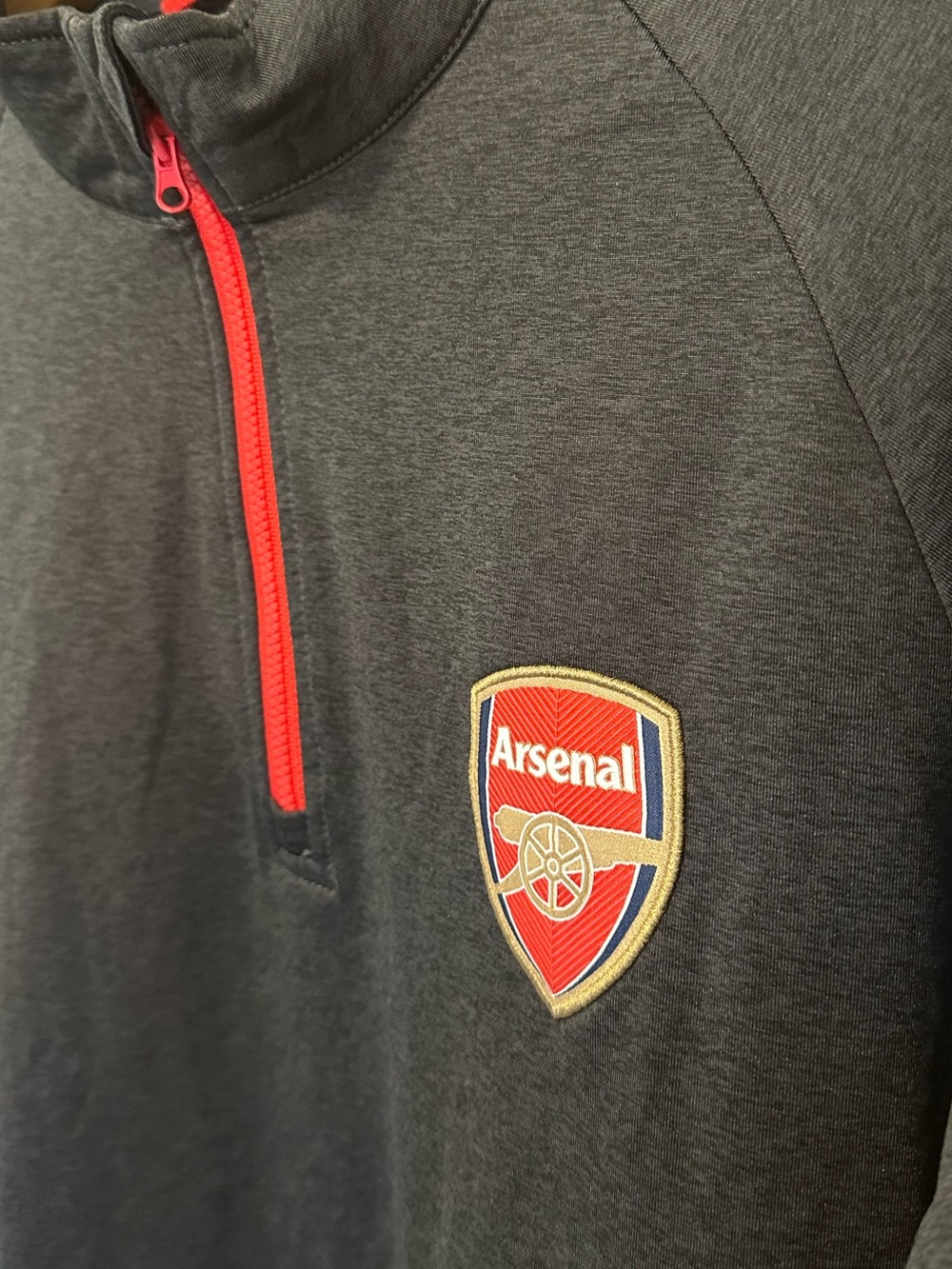 Arsenal F.C. 1/4-zip Pullover Heathered Gray Soccer Jersey - Picture 4 of 8
